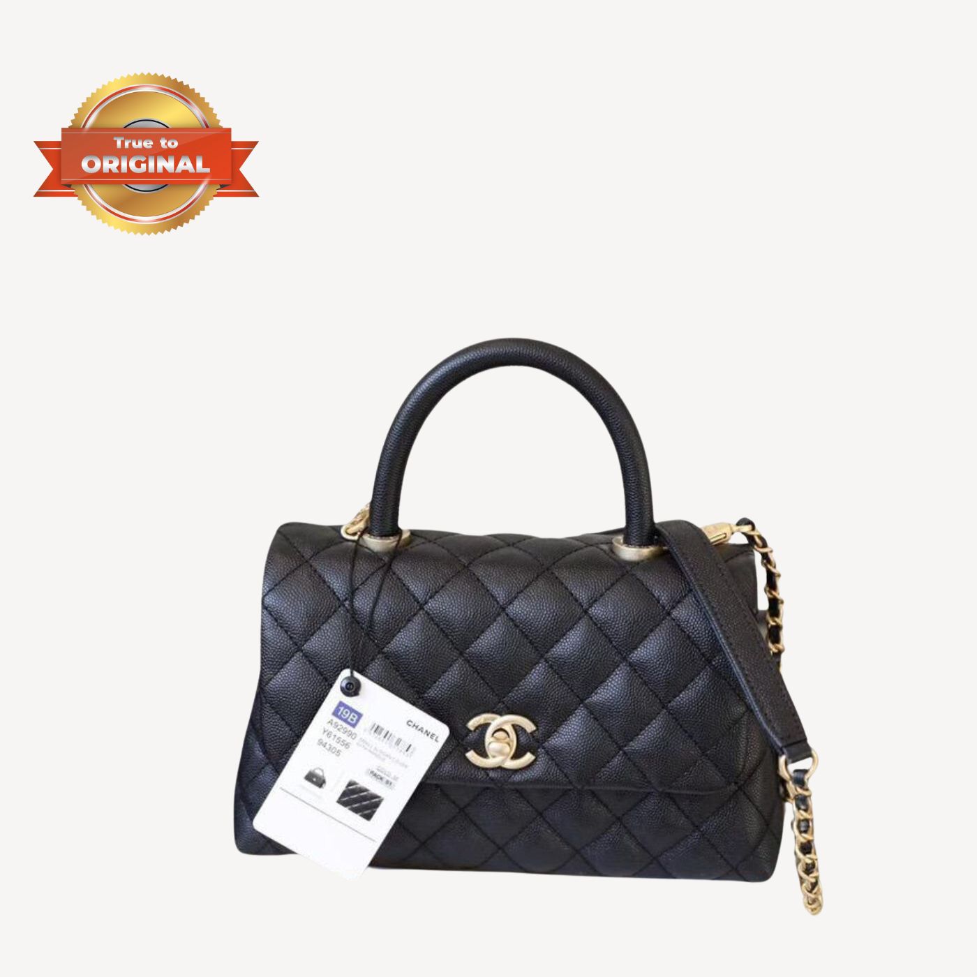 [True-to-ORIGINAL] Chanel Coco With Top Handle Bag Black For Women 9.4in/24cm